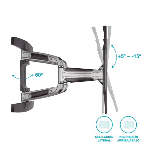 Soporte PRO de TV con brazo 37" - 80" doble Aluminio