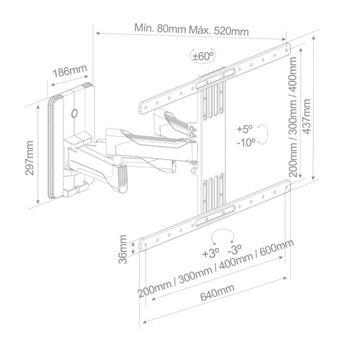 Soporte PRO de TV con brazo 37" - 80" doble