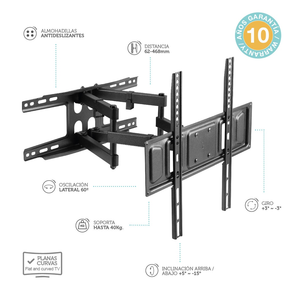 Soporte de TV con brazo 32" - 70" doble