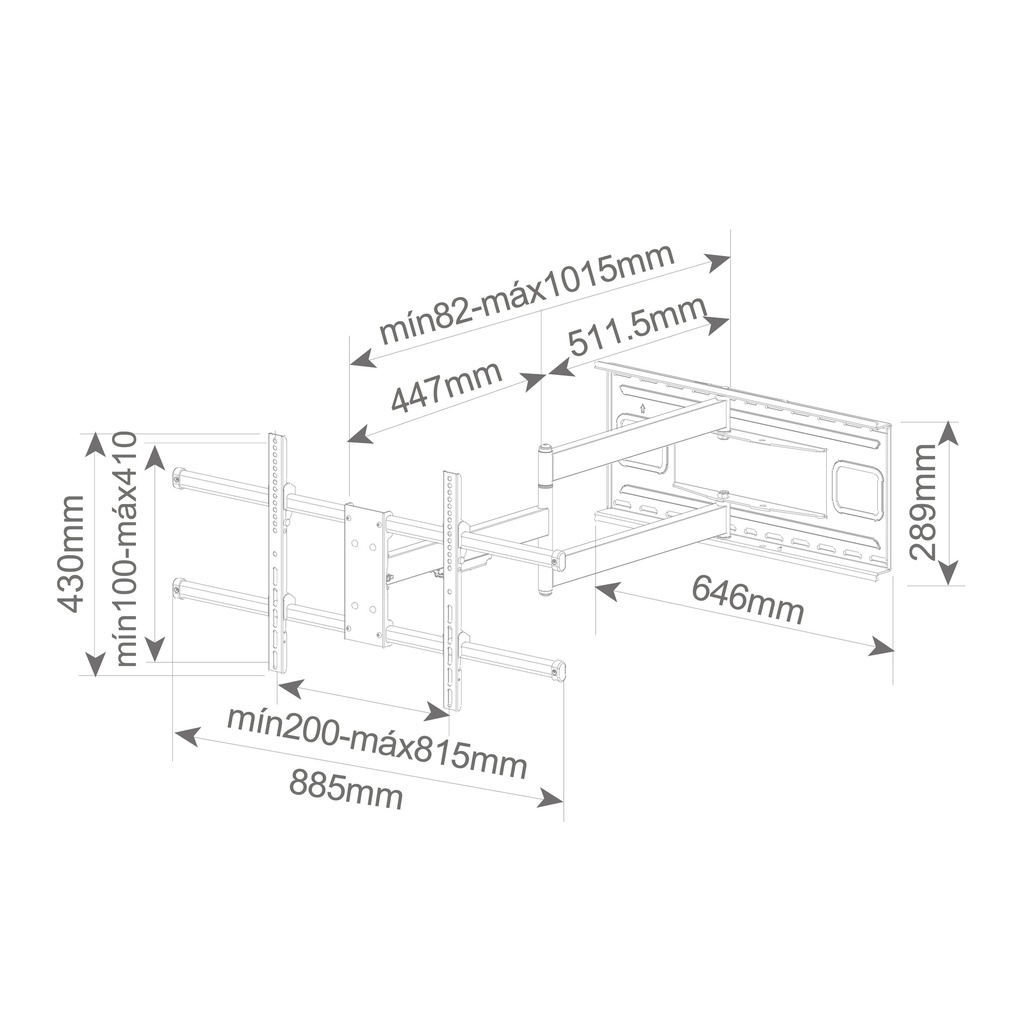 Soporte de TV pared con brazo extra largo 43" - 80"