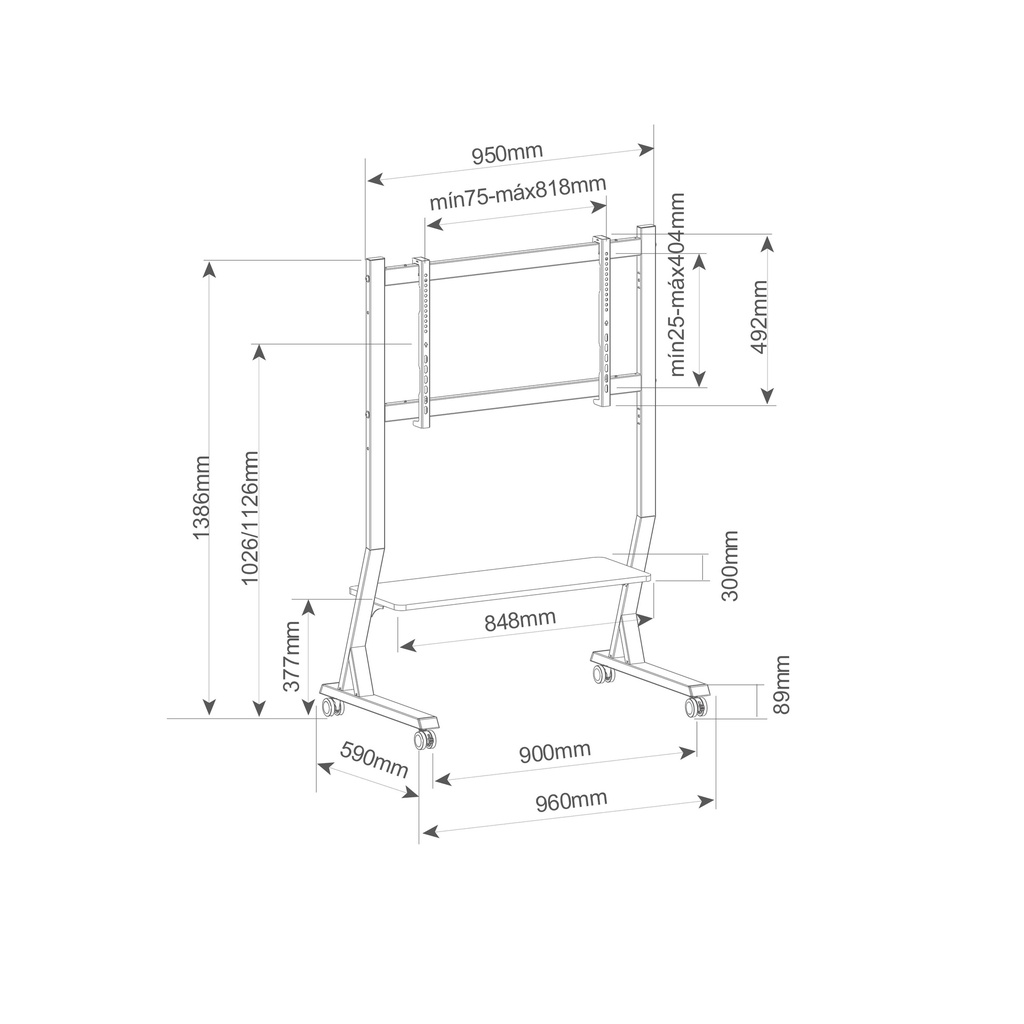 Soporte de pie con ruedas para TV 45" - 90"